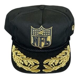New Era NFL Captain Golfer Snapback Hat Black Gold Rope Scrambled Eggs NWT